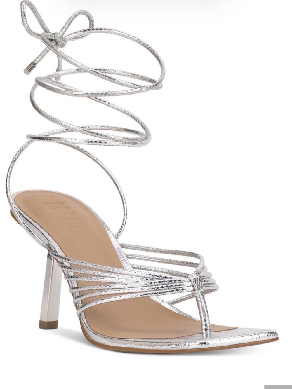 INC International Concepts Silver Lace-Up Sandals